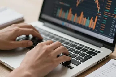 Hand drawing an upward business growth line